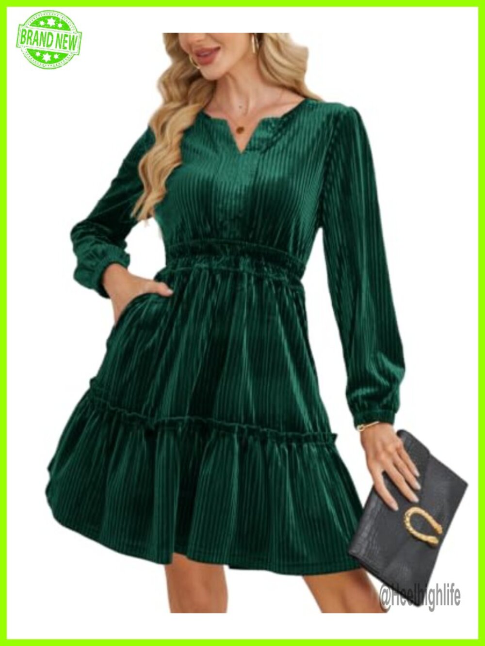 Women's Velvet V-Neck Ruffle Hem Mini Dress Semi Formal Cocktail